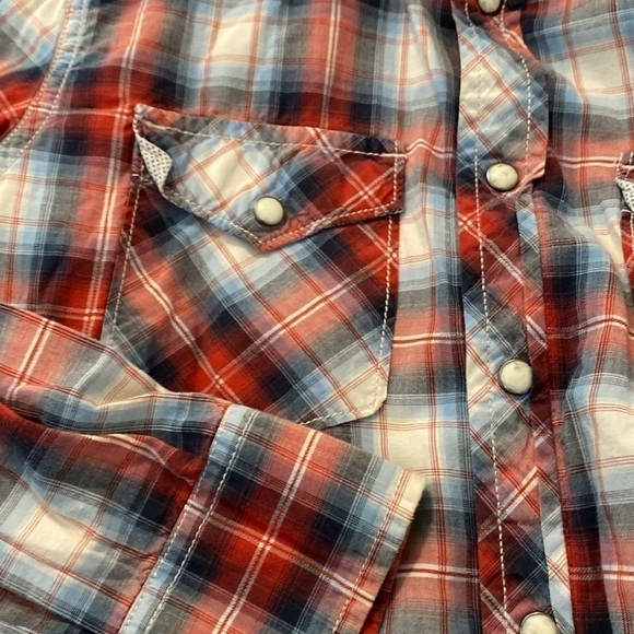 American Eagle Outfitters full snap button up longsleeve plaid pocket shirt xs - Picture 9 of 13